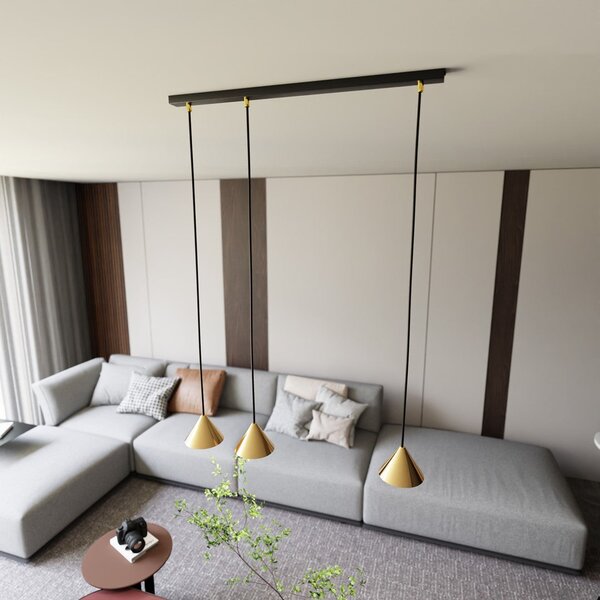 Závěsné svítidlo ELIT 3 – černé / zlaté, 3× GX53, šířka 70 cm