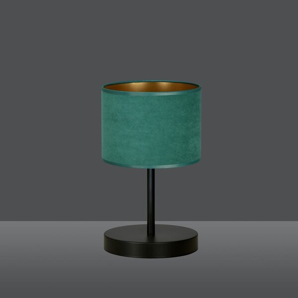 Stolní lampa HILDE LN1 – černá, zelené textilní stínidlo, 1× E27, šířka 18 cm