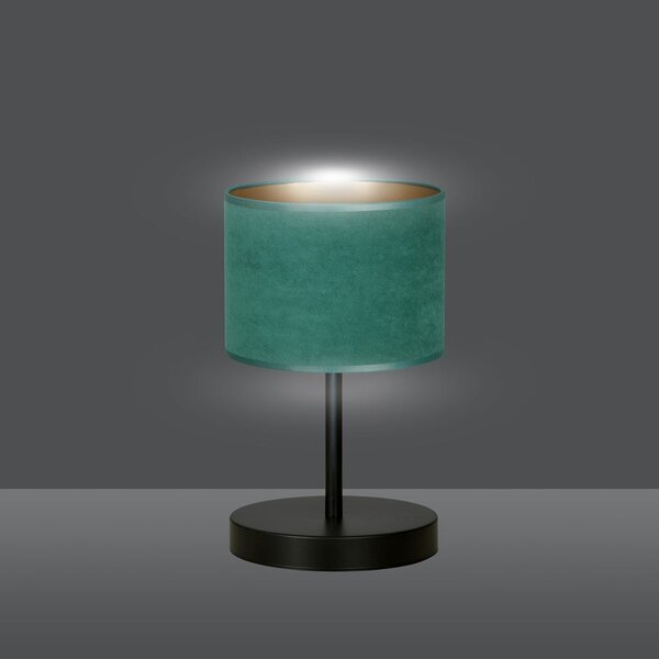Stolní lampa HILDE LN1 – černá, zelené textilní stínidlo, 1× E27, šířka 18 cm