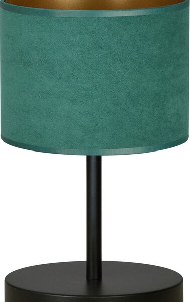 Stolní lampa HILDE LN1 – černá, zelené textilní stínidlo, 1× E27, šířka 18 cm