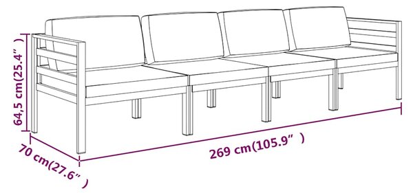 4dílná zahradní sedací souprava s poduškami hliník antracitová 3107777