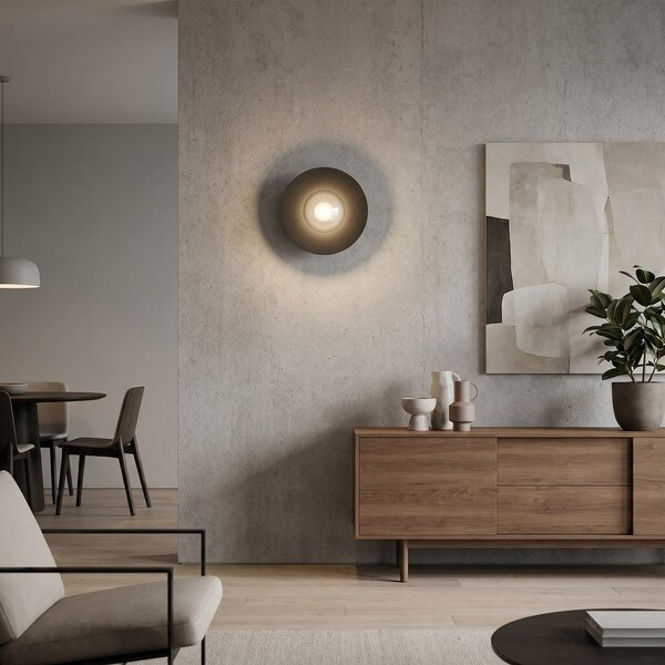 Nástěnné svítidlo MONO K1S – černé, grafitové sklo, 1× E14, šířka 31 cm