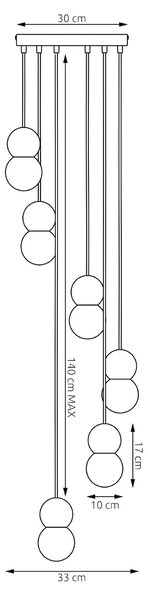 Závěsné svítidlo LOOP 6 – moka, 6× G9, šířka 33 cm