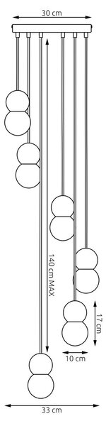 Závěsné svítidlo LOOP 6 – moka, 6× G9, šířka 33 cm