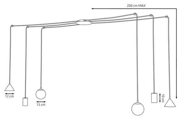 Závěsné svítidlo FUJI 6 – zlaté, 6× E14/GU10/GX53, šířka 200 cm