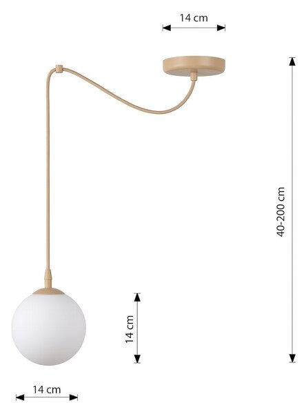 Závěsné svítidlo GIGI 1 – moka, opálové sklo, 1× E14, šířka 200 cm