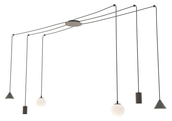 Závěsné svítidlo FUJI 6 – černé, 6× E14/GU10/GX53, šířka 200 cm