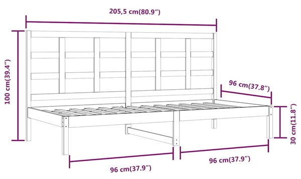 Válenda bez matrace bílá 90 x 200 cm masivní borovice 3107906