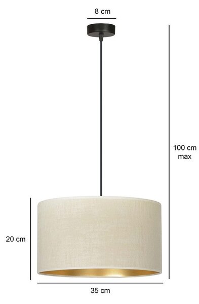 Závěsné svítidlo HILDE 1 – černé, bílé textilní stínidlo, 1× E27, šířka 35 cm