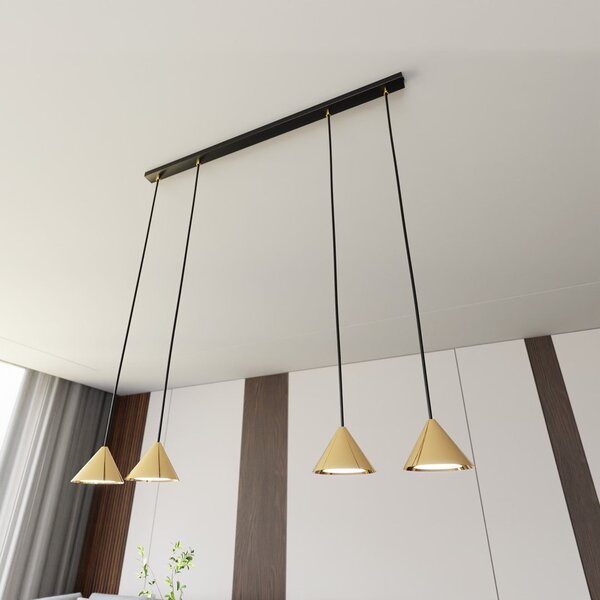 Závěsné svítidlo ELIT 4 – černé / zlaté, 4× GX53, šířka 90 cm