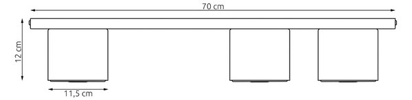Stropní svítidlo NANO 3 – vínové, 3× GU10 AR111, šířka 70 cm