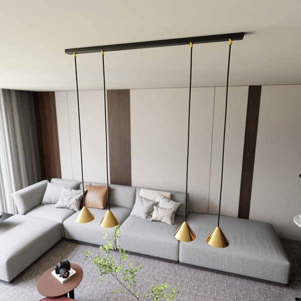 Závěsné svítidlo ELIT 4 – černé / zlaté, 4× GX53, šířka 90 cm