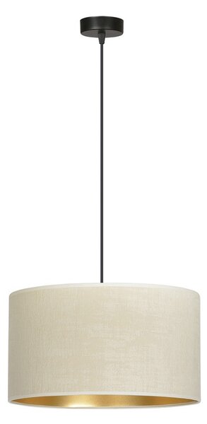 Závěsné svítidlo HILDE 1 – černé, bílé textilní stínidlo, 1× E27, šířka 35 cm