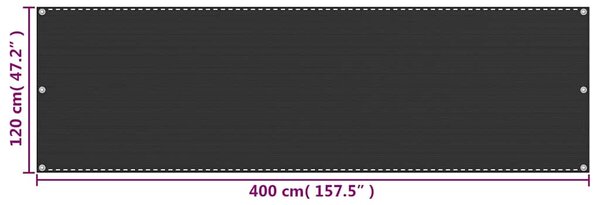 Balkonová zástěna antracitová 120 x 400 cm HDPE 310845