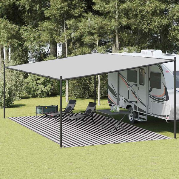Koberec do stanu antracitový a bílý 400 x 600 cm HDPE 310833