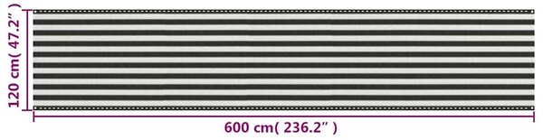 Balkónová zástěna HDPE 120 x 600 cm antracitovo-bílá 310859