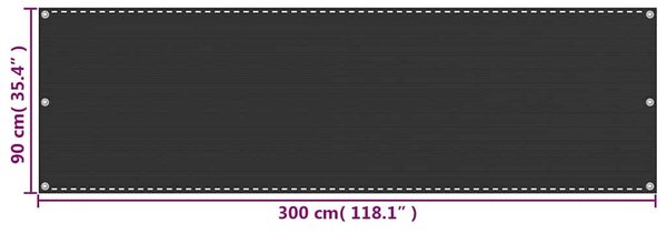 Balkonová zástěna antracitová 90 x 300 cm HDPE 310840