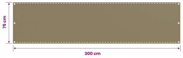 Balkónová zástěna taupe 75 x 300 cm HDPE 310956