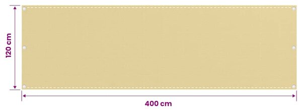 Balkonová zástěna béžová 120 x 400 cm HDPE 310917