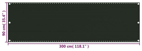 Balkonová zástěna tmavě zelená 90 x 300 cm HDPE 310972