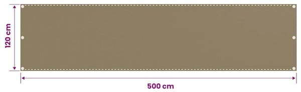 Balkonová zástěna taupe 120 x 500 cm HDPE 310966