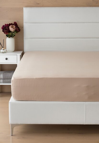 Prostěradlo Hnědé INTERLOCK Jersey interlock 90-100 x 200-220/35