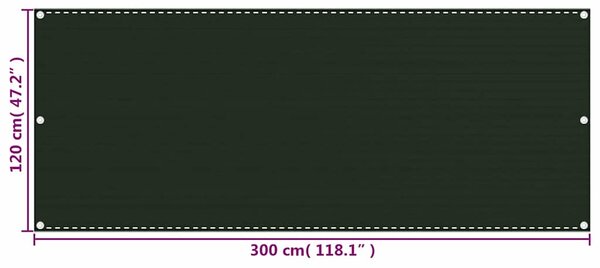 Balkónová zástěna tmavě zelená 120 x 300 cm HDPE 310976
