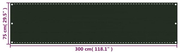 Balkonová zástěna tmavě zelená 75 x 300 cm HDPE 310968