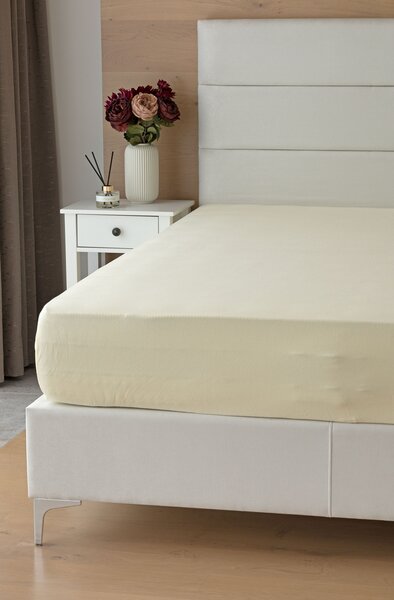 Prostěradlo Světle béžové INTERLOCK Jersey interlock 90-100 x 200-220/35