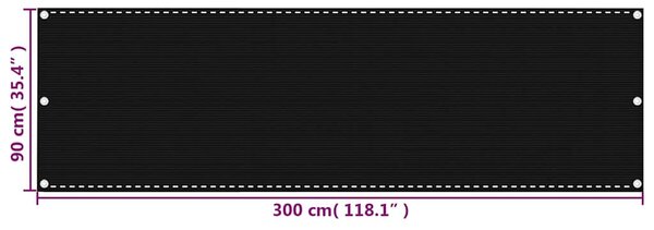 Balkonová zástěna černá 90 x 300 cm HDPE 311032