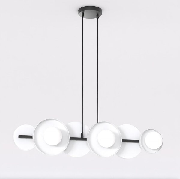 Závěsné svítidlo MODEL 6 – černé / bílé, sklo, 6× G9, šířka 85 cm