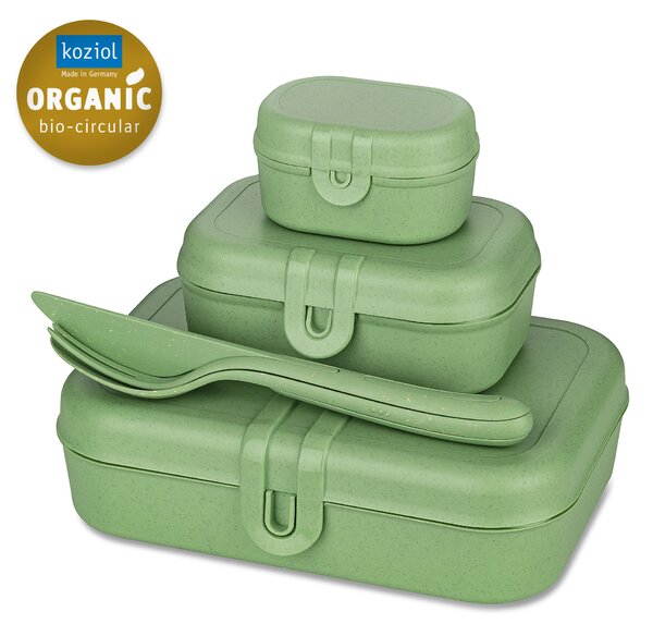 PASCAL READY box set 3 kusů s příborem Zelená Organic KOZIOL (barva-listová zeleň)