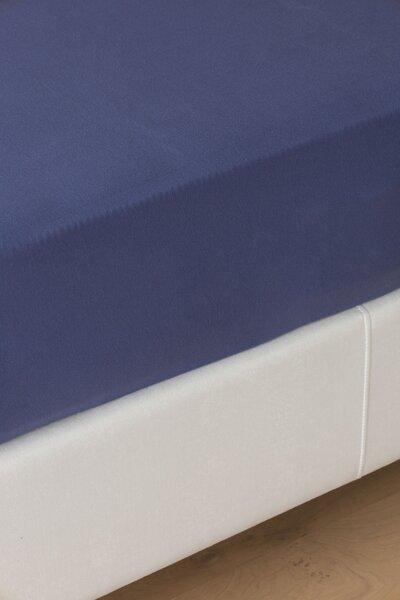 Prostěradlo Tmavě modré INTERLOCK Jersey interlock 90-100 x 200-220/35