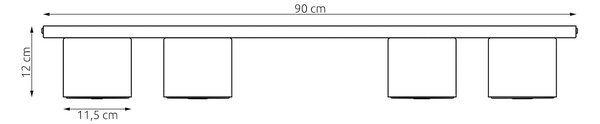 Stropní svítidlo NANO 4 – tlumeně modré, 4× GU10 AR111, šířka 116 cm