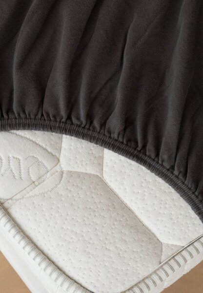 Prostěradlo Antracitové INTERLOCK Jersey interlock 90-100 x 200-220/35