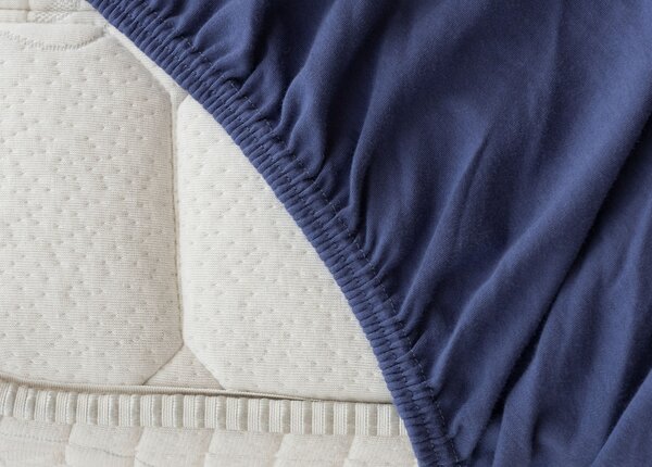 Prostěradlo Tmavě modré INTERLOCK Jersey interlock 90-100 x 200-220/35
