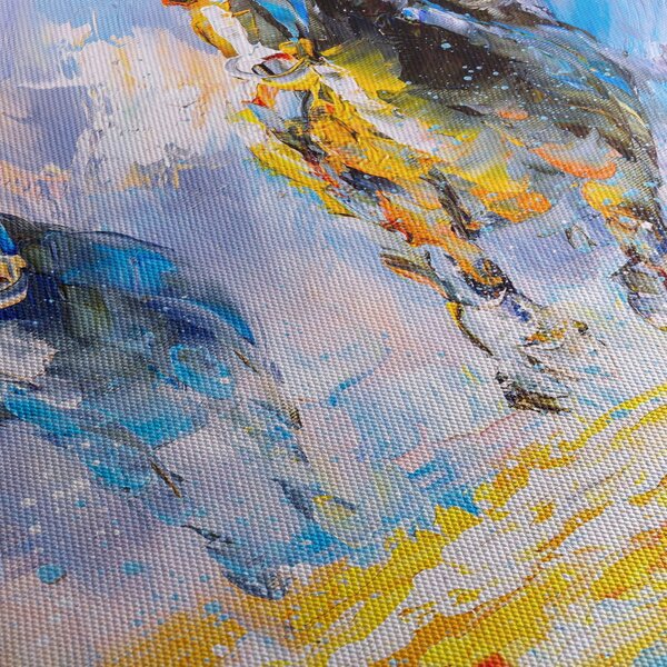 Obraz běžících koňů, olejomalba (210x100 cm)
