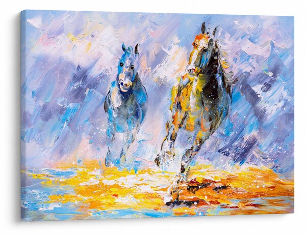 Obraz běžících koňů, olejomalba (70x50 cm)