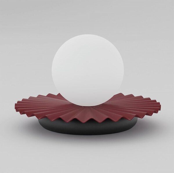 Stolní lampa UMBRA LN1 – vínová / černá, bílé sklo, 1× G9, šířka 20 cm