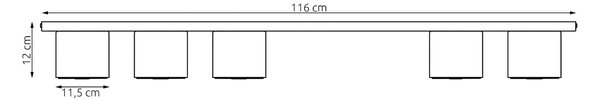 Stropní svítidlo NANO 5 – vínové, 5× GU10 AR111, šířka 116 cm