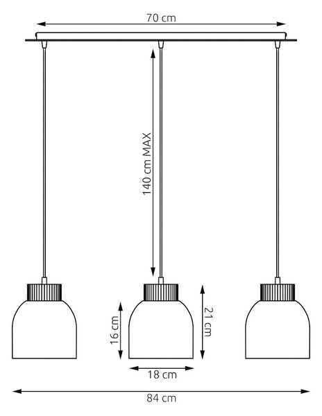 Závěsné svítidlo VIGO 3 – bílé, 3× E27, šířka 84 cm