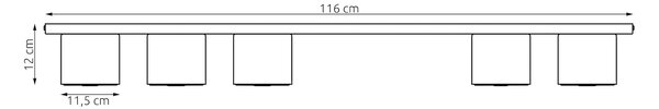 Stropní svítidlo NANO 5 – vínové, 5× GU10 AR111, šířka 116 cm