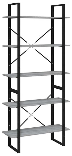 Knihovna s 5 policemi šedá sonoma 80x30x175 cm kompozitní dřevo 3114017