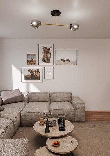 Stropní svítidlo MAGNUM 2 – černé, grafitové sklo, 2× E14, šířka 75 cm