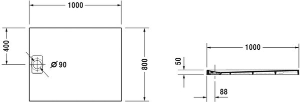 Duravit Stonetto obdélníková sprchová vanička 100x80 cm bílá 720147380000000