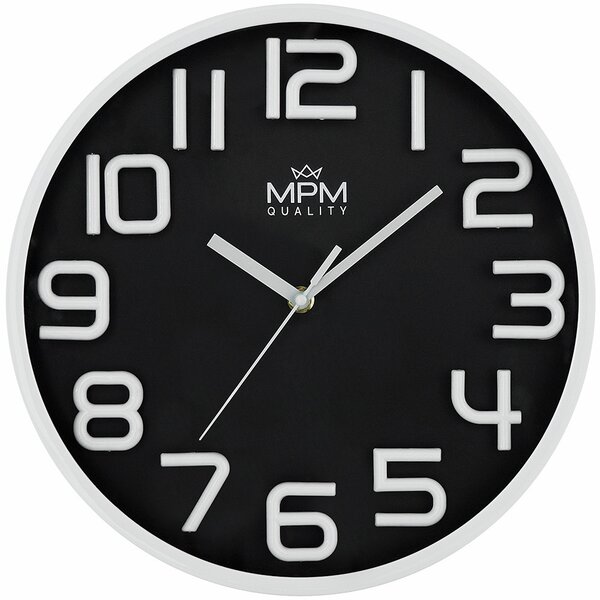 Designové plastové hodiny bílé/černé MPM Neoteric - A