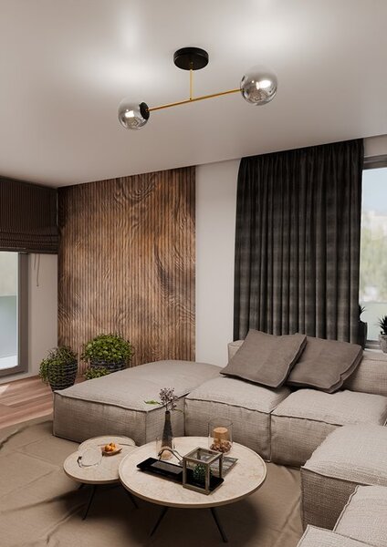Stropní svítidlo MAGNUM 2 – černé, grafitové sklo, 2× E14, šířka 75 cm