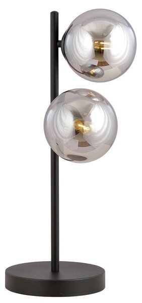 Stolní lampa ROSSI LN2 – černá, grafitové sklo, 2× E14, šířka 20 cm