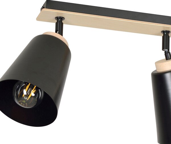 Stropní svítidlo ATLAS 2 – černé, 2× E27, šířka 55 cm