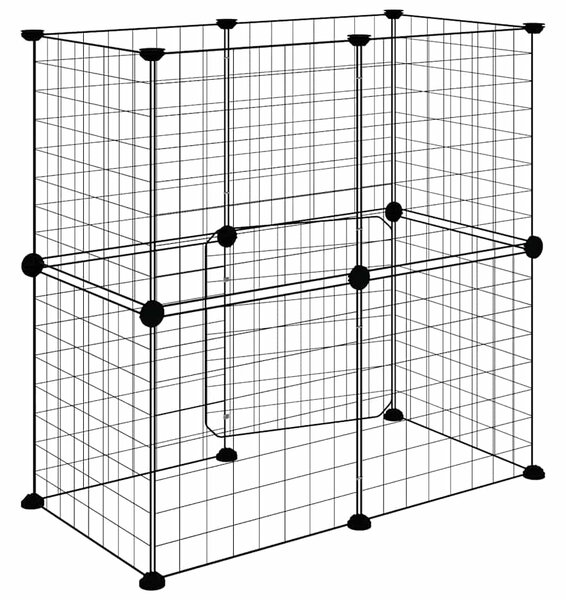 12panelová ohrádka pro zvířata s dvířky černá 70 x 35 x 70 cm ocel 3114033